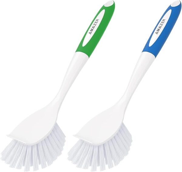 Amazer Dish Brush with Handle, 2 Pack Kitchen Scrub Brushes