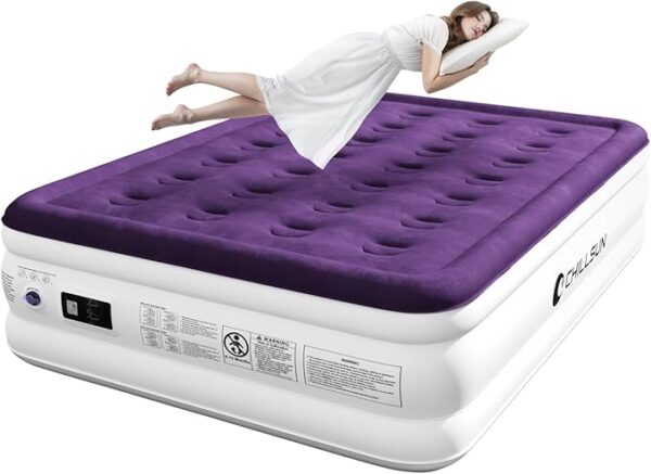 CHILLSUN Air Mattress Full with Built in Pump, 18" Raised Comfort Blow up Mattress