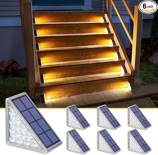 NIORSUN Solar Step Lights for Outside,6 Pack Warm