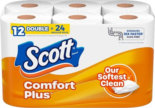 Scott ComfortPlus Toilet Paper, 12 Double Rolls